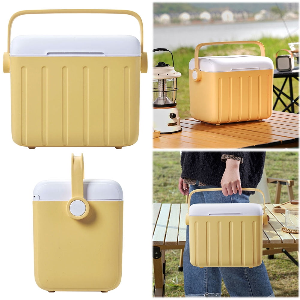 6L Camping Cooler Box Insulated Ice Chest Portable Outdoor Hard Cooler Sport Supplies (Custard)