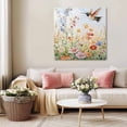 thumbnail image 5 of Spring Floral Wall Art Painting on Canvas, Hummingbird Summer Botanical Watercolor Canvas Art Home Prints Wall Art Framed Modern Artwork for Living Room Bedroom Wall Decor 20x20in, 5 of 9