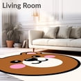 thumbnail image 2 of ODIKA 8'x10' Machine Washable Non-Slip Area Rug, Teddy Bear Head Illustration Cute Character Minimalist High Traffic Rug, Brown, 725147, 2 of 7
