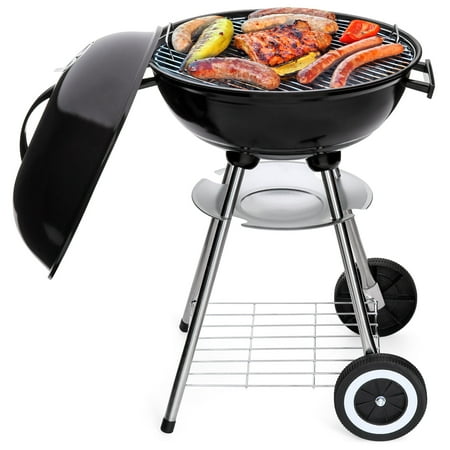 Charcoal Barbeque Grill Best Choice Products 18-inch Portable Steel Charcoal Barbecue BBQ Grill with Heat Control for Patio, Porch, Picnic, Tailgate, Black ()