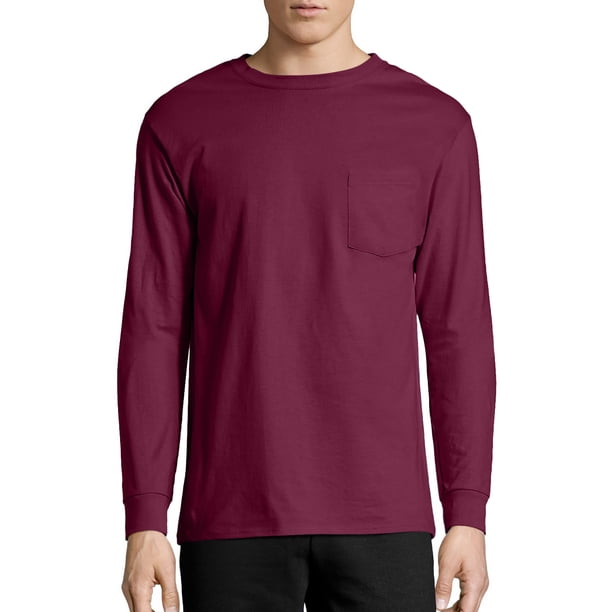 Hanes Men's Authentic Long Sleeve Pocket Tee - Walmart.com