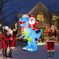 7.7 FT Tall Christmas Inflatable Santa Ride on Dinosaur with Buildin