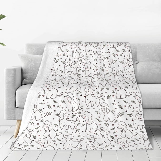 Fotbe Poodle Dog Manta de Franela Acolchonada con Estampado, Súper Suave y Esponjosa, Extra Grande para Sofá, Cama, Uso Todo el Año-40"x30"