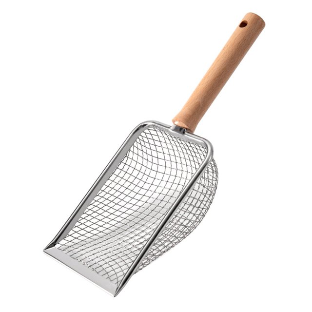 CSChome Cat Litter Scooper Litter Scooper with Ergonomic Wooden Handle Reusable Hollow Mesh Multifunctional Cleaning Tool