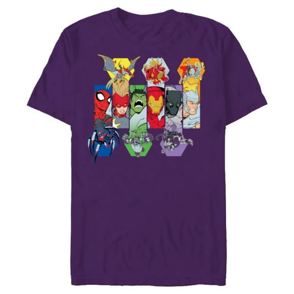 Marvel Mech Strike: Mechasaurs Avengers Heroes and Mechs - Short Sleeve Blended T-Shirt for Adults - Customized-Purple