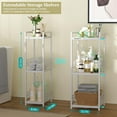 thumbnail image 3 of Expandable Slim Storage Shelf, 3 Tier Metal Shelving Unit for Bathroom Storage Organizer, Free-Standing Narrow Shelf, Open Floor Shelves for Small Spaces,Laundry,Bathroom,Kitchen, White, 3 of 13