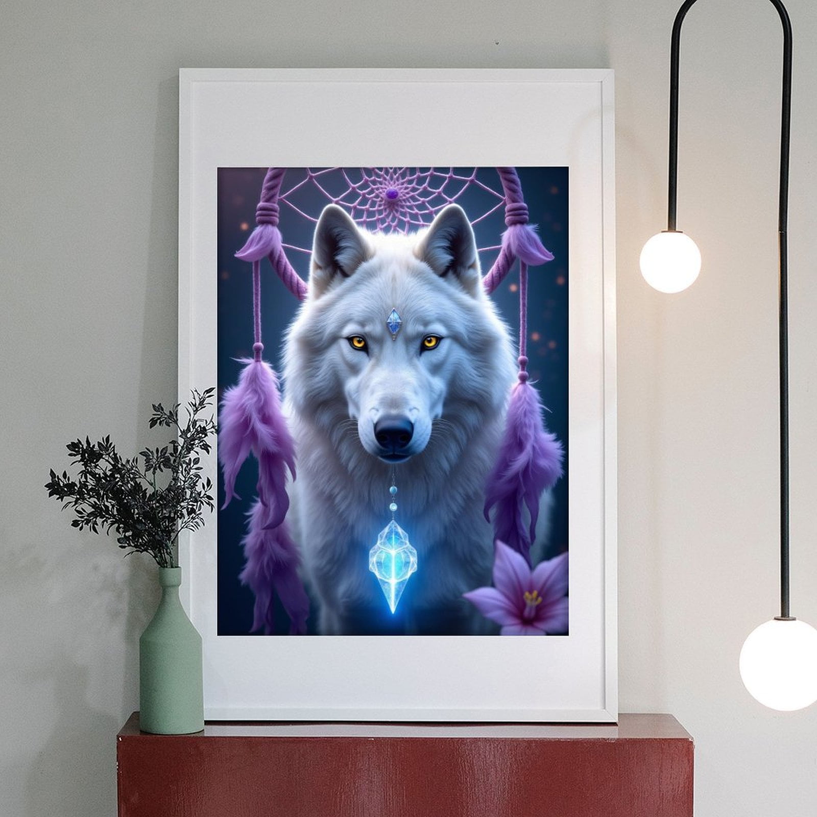 Diamond Art Kits for Adults - 5d White Wolf Dreamcatcher Crystal Diamond Painting for Adults, Diamond Art for Adults Beginners, Diamond Painting Kits for Adults for Home Wall Decor