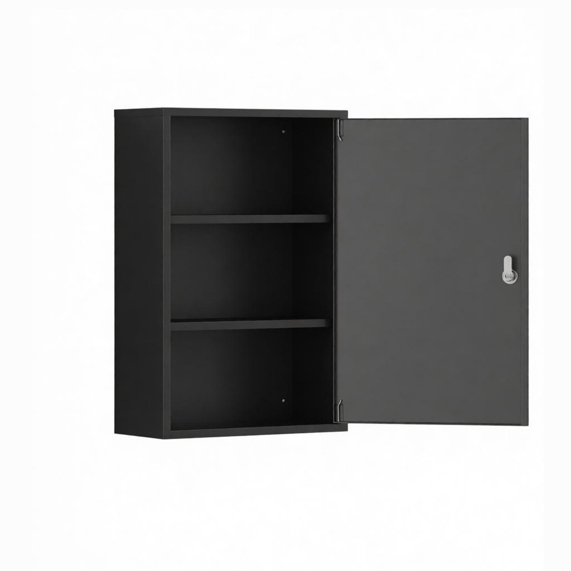 Wall Mount Medicine Cabinet, 3 Tier Shelves, 2 Lock Keys, 15.7" x 7.1" x 23.6" Bathroom Cabinet, Black