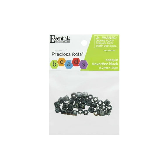 Essentials by Leisure Arts Czech Rola Bead Opaque Travertine Black 6.2mm 10gm – Czech Glass Beads for Jewelry Making, Czech Beads for DIY Bracelets, Necklaces, and Craft Projects