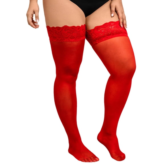 DAPRZIY Plus Size Thigh High Stockings: Women Lace Anti-Slip Stay Up Sheer Pantyhose Lingerie Stockings for Sexy Women