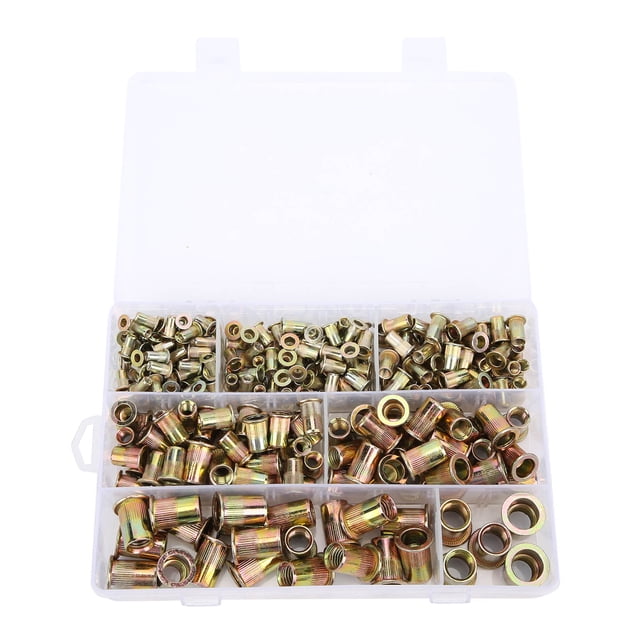 300Pcs Rivet Écrou Plat Moleté Zinc Acier au Carbone Couleur Fermoir M3/4/5/6/8/10/12