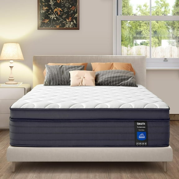 Queen Mattress - 14 Inch Hybrid Queen Size Mattress in a Box, Gel Memory Foam Matress with Motion Isolation and Pressure Relief, Strong Edge Support and Pocket Springs, Medium Firm