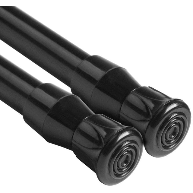 QILERR Tension Rods 28 to 48 Inches - 2 Pack Adjustable Spring Curtain Extension Rods for Windows, Kitchen, Bathroom, Cupboard, Wardrobe (Black)
