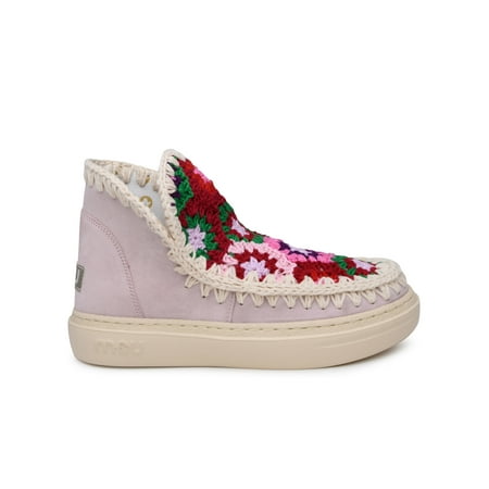 

Mou Woman Lilac Cotton Cloth Crochet Sneakers