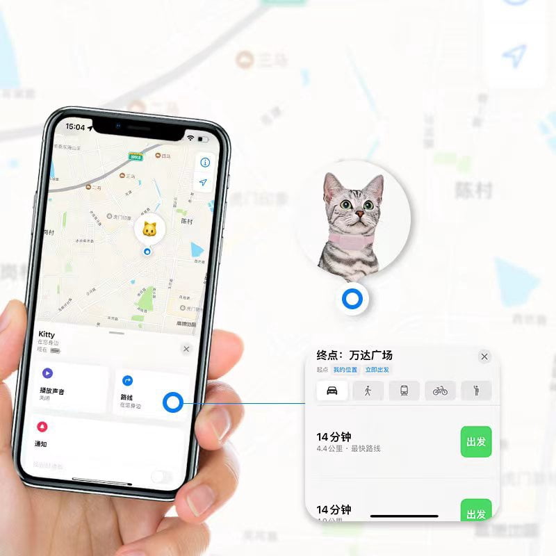 Collar Cat Locator Pet Dog Anti-Lost Device FindMy Mobile Tracking Pet Anti-Lost Finder
