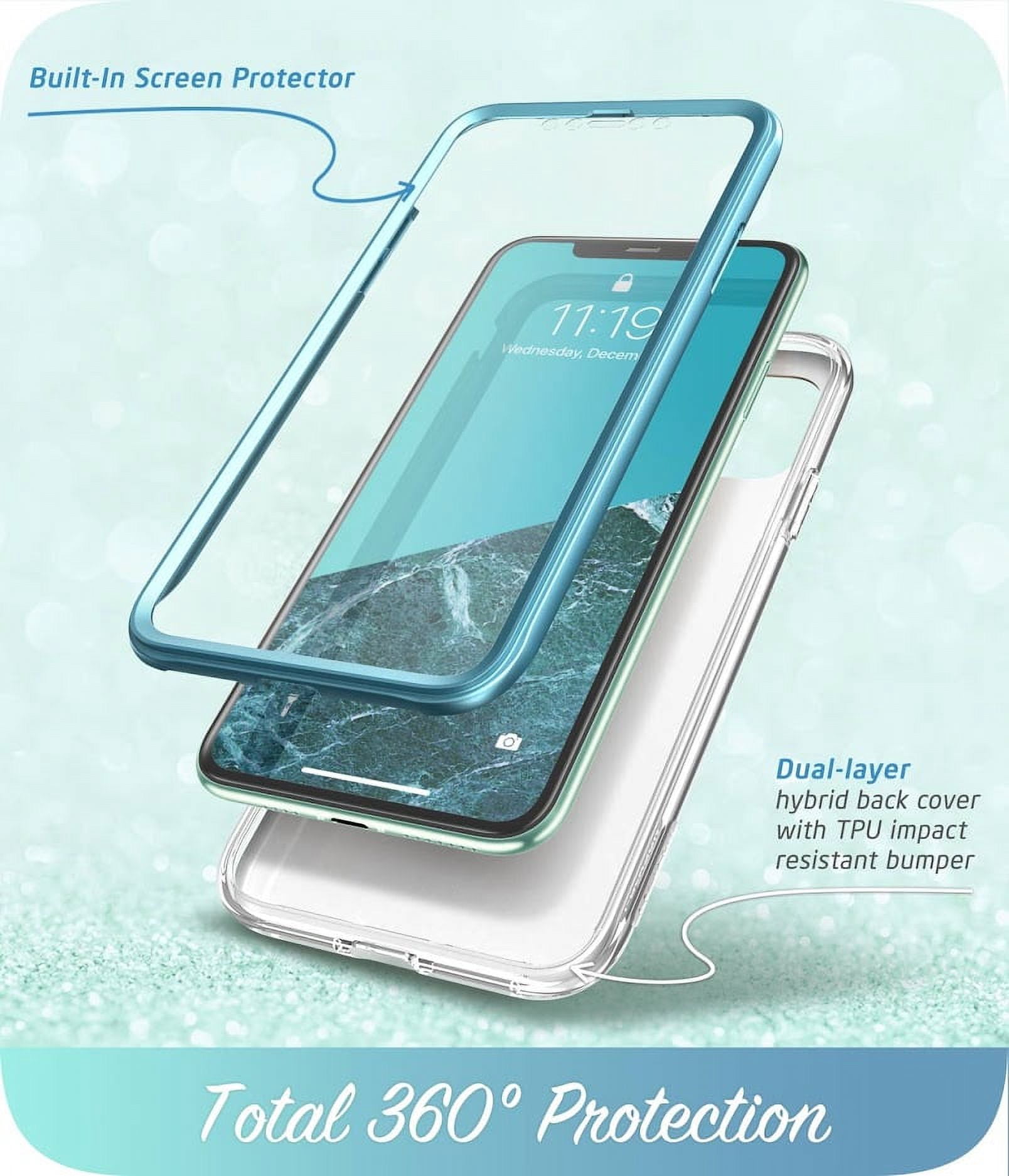 i-Blason Cosmo Series Case for iPhone 11 (2019 Release), Slim Full-Body Stylish Protective Case with Built-in Screen Protector, Ocean, 6.1''