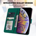 thumbnail image 3 of Cute Cartoon Wallet Phone Case for iPhone X/XS, with Card Holder Soft PU Leather Kickstand Cover for Men and Women Magnetic Shockproof Protective with Lanyard for iPhone X/XS, Darkgreen, 3 of 9