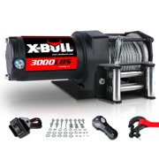 X-BULL 12V Electric Winch 3000LBS Steel Cable Towing ATV/UTV Off-Road with Mounting Bracket Wireless Remote