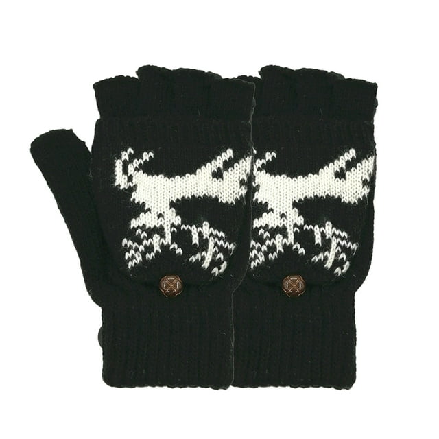 Sonducket 1 par de guantes abotonados con cubierta para el pulgar Manoplas Estilo cabrio Diseño cuidadoso con tapa Accesorios de invierno guantes y mitones leonado negro Sonducket AP009707-06B