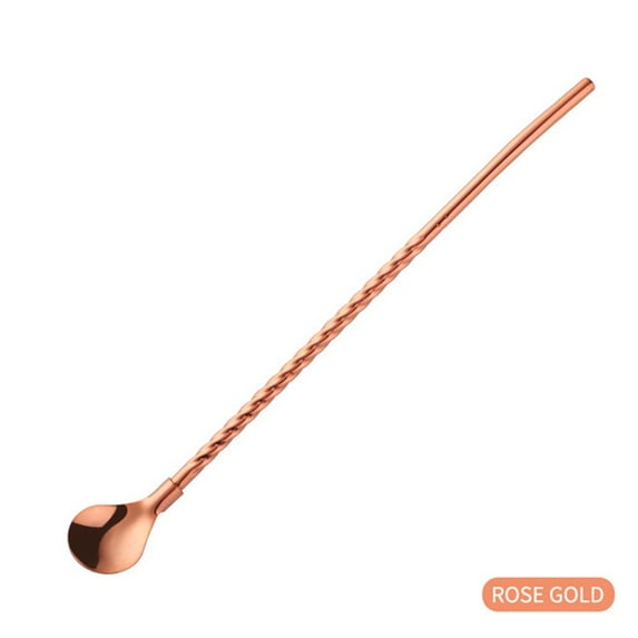 Party Metal Bent Filter Reusable Drinking Straw Coffee Spoons Straws Spoon Stainless Steel ROSE GOLD