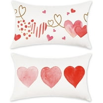 Valentine Pillow Covers 12x20 Inch Set of 2 Red Pink Love Heart Pillow Cases Valentine’s Day Wedding February Holiday Farmhouse Decorative Cushion Covers for Sofa Couch Home Decor