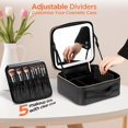 thumbnail image 4 of Bolsa de maquillaje IPOW Travel con espejo LED, 3 ajustes de luz, color negro, 4 of 8