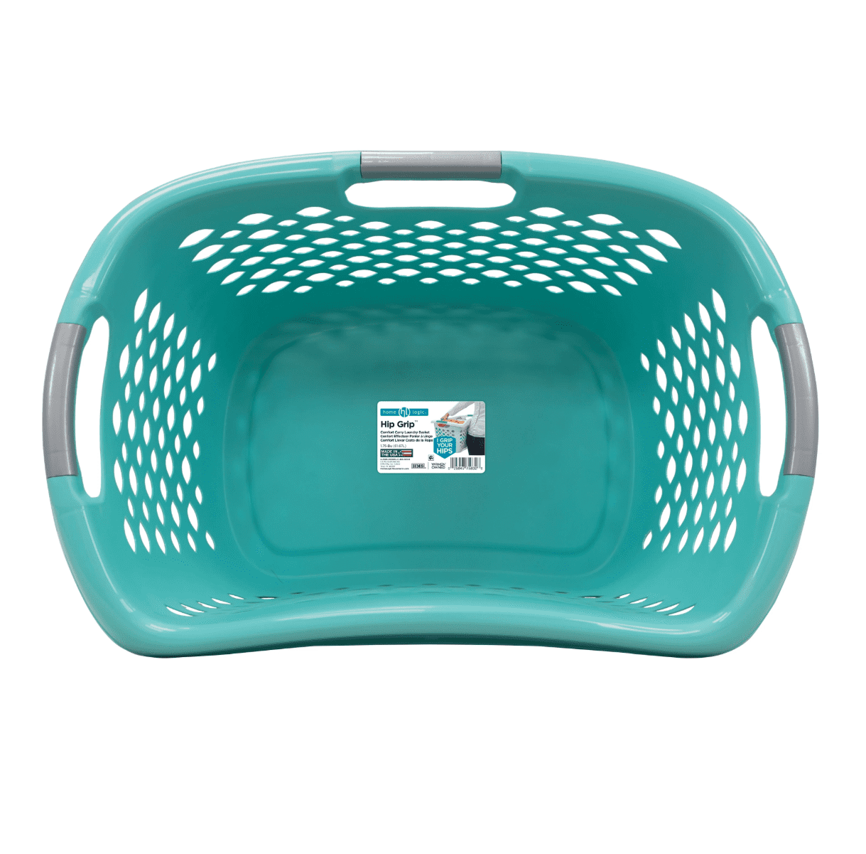 (2 pack) Home Logic 1.8 Bushel Hip Grip Plastic Laundry Basket, Teal, Adult
