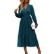 thumbnail image 1 of Vestido PRETTYGARDEN Cruzado con Escote en V y Volantes Maxi Azul Lago M, 1 of 7