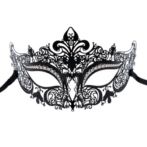 Venetian Mask, Luxury Metal Filigree Rhinestone Masquerade Half‑Eye Mask, Ornate Hollow‑Cut Venetian Costume Mask With Sparkling Crystal Embellishment for Prom, Carnival, Halloween & Formal Costume