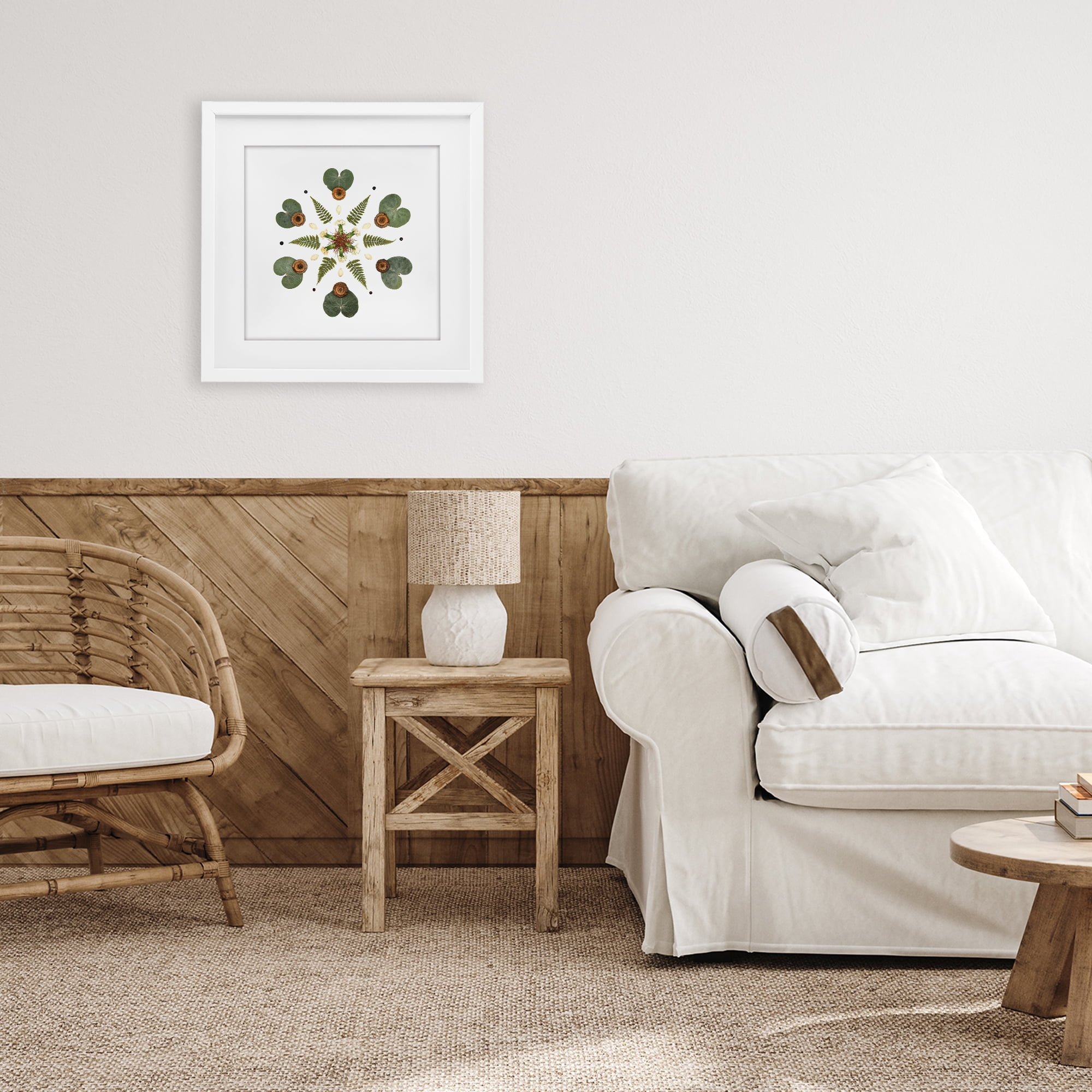 Stupell Industries Lily Pad & Fern Mandala White Framed Print Under Glass, design by Beth Adoette