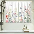 thumbnail image 3 of Boho Leaf Floral Kitchen Curtains Colorful Botanical Leaves Bathroom Curtains Window Treatment Drapes Tier Bohemian Plant Cafe Small Bedroom Short French Door Curtains 2 Panels 28x40 Inch, 3 of 8