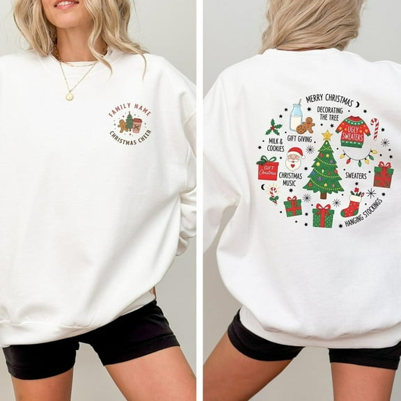 Custom Family Name Sweatshirt, Family Matching Custom Name Crewneck, Unisex Adult, Soft Cotton, Casual Everyday Wear White