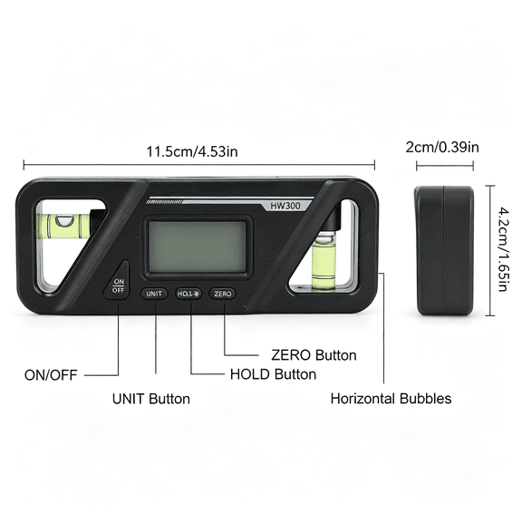 XUBIYM Digital Level with Magnetic Base, Lcd Backlit Digital Inclinometer, High Angle Finder, Zero Calibration Electronic Level Tool for Woodworking Car Repair
