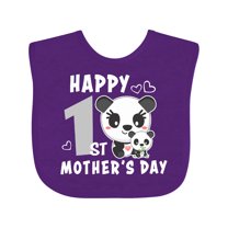 Inktastic Happy First Mothers Day with Panda Bears Boys or Girls Baby Bib