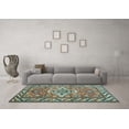 thumbnail image 3 of Ahgly Company Indoor Square Geometric Light Blue Traditional Area Rugs, 3' Square, 3 of 4