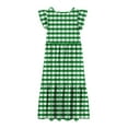 thumbnail image 4 of Spazoro Kids Girls Dresses, Fashion Round Neck Short Sleeve Plaid Princess Dress for Child Girls Green Size 5-6T, 4 of 5