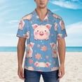 thumbnail image 2 of Balery Cute Pig Flowers Camisas hawaianas de manga corta para hombre, camisas playeras de corte holgado, camisas de vacaciones con botones,X-Large, 2 of 7