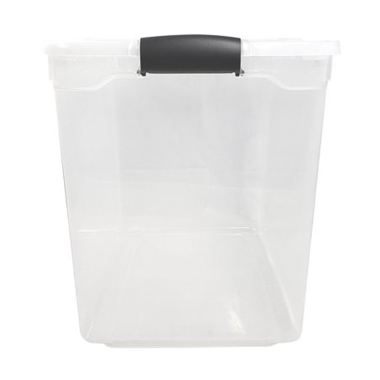 HOMZ 112 Quart Extra Large Rectangular Clear Plastic Storage Container Bins  with Secure Latching Lid, Grey Latch, (2-Pack)