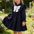 thumbnail image 2 of Vestido de Manga Larga de un Hombro con Manga de Puff, Cuello de Pétalos, Arco Y Rodilla de Longitud A-Línea para la Escuela, las Fiestas Y el Uso Diario, 2 of 9