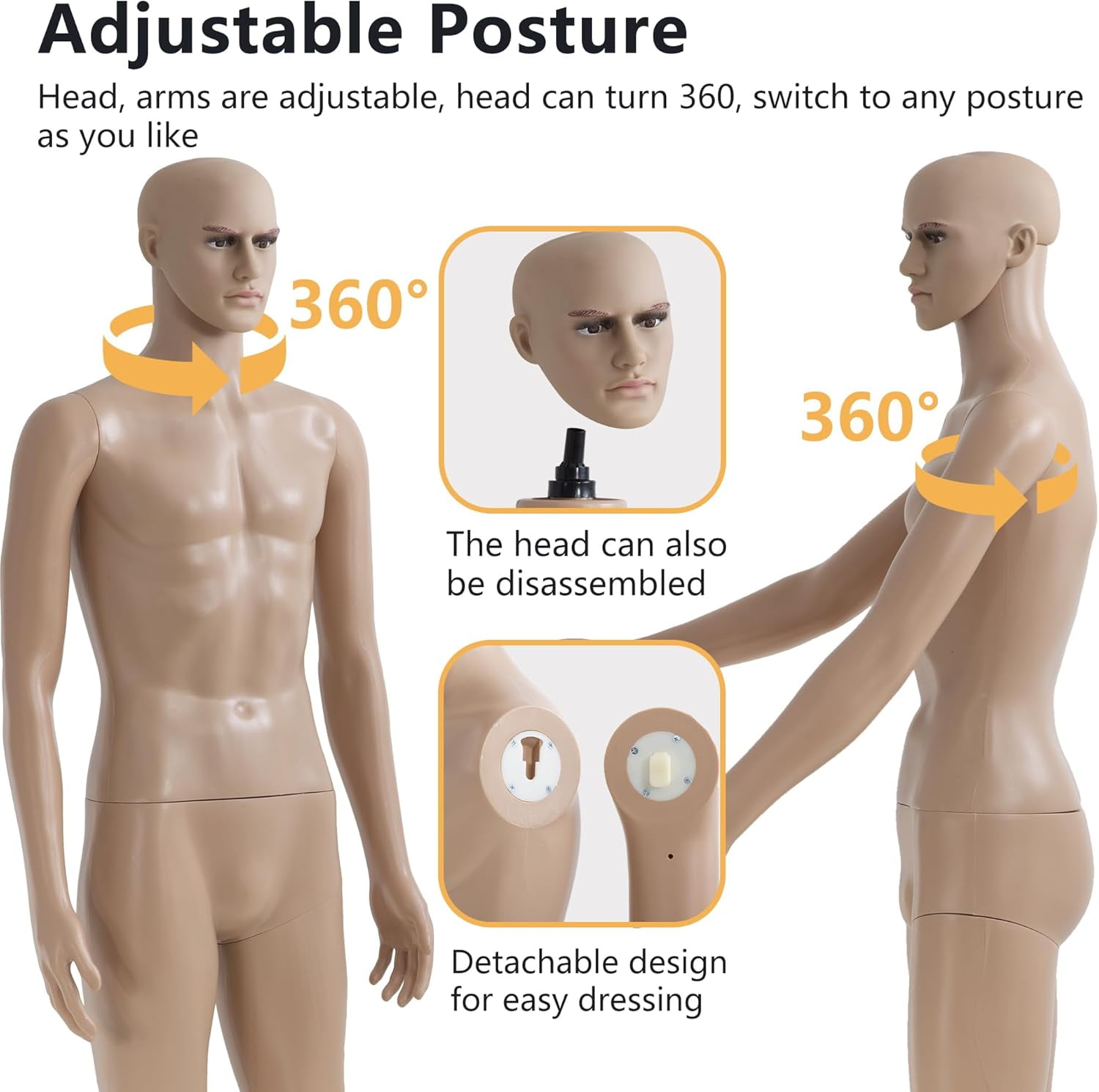 PayLessHere 69" Female Full Body Mannequin, Polyethylene with Detachable Head & Metal Base for Adult Clothing Display