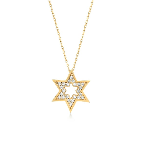Gelin Star of David Pendant Necklace with CZ in 14K Gold