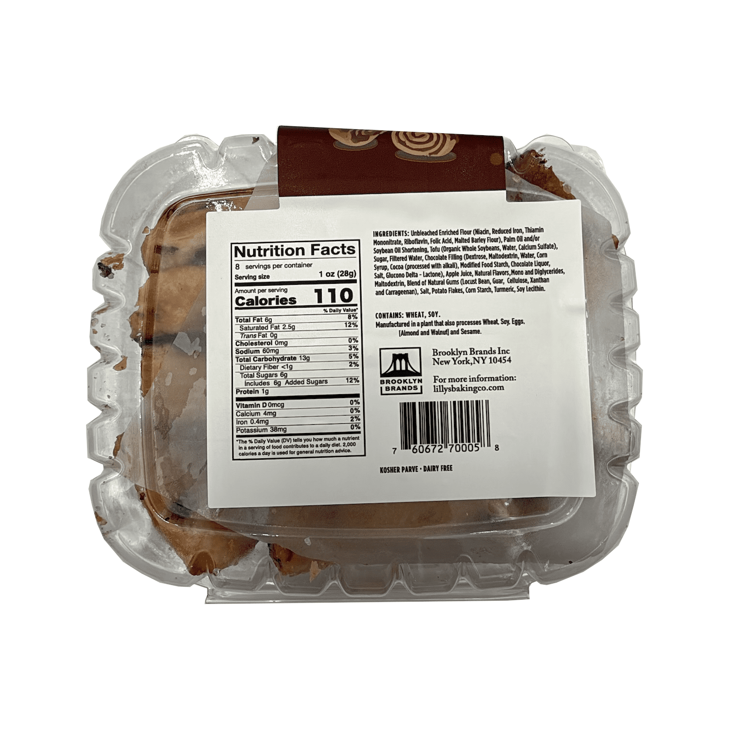 Brooklyn Brands Natural Vegan Chocolate Rugelach with Caramelized Sugar Topping, 8 oz.
