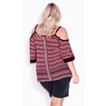 thumbnail image 2 of Avenue Women's Plus Size Daisy Cold Shoulder Border Top, 2 of 2