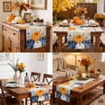 thumbnail image 4 of Navy Blue Pumpkins Fall Cotton Linen Rectangle Table Runners 13"x48", Thanksgiving Weeping Leaves Coffee Table Runner Dresser Scarves Luxury Table Runners for Wedding Party Banquet Dinner Decor, 4 of 4