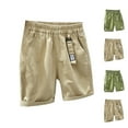 thumbnail image 4 of ZACPNCV Toddler Boys Summer Cargo Shorts Kids Cotton Elastic Waist Solid Color Classic Fit Zipper Pockets Casual Shorts Olive Green 4-5 Years, 4 of 4