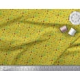 thumbnail image 2 of Soimoi Yellow Poly Georgette Fabric Red Berries & Beech Leaves Decor Fabric Printed Yard 52 Inch Wide, 2 of 3