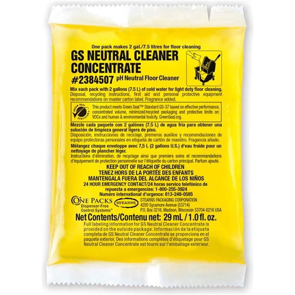 Stearns GS Neutral Cleaner Concentrate - 1 oz Packs 144 Packs/Case - 2384507