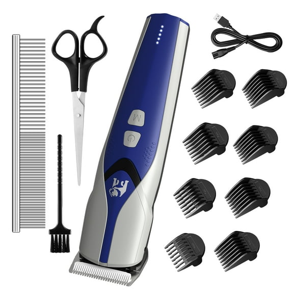 OMORC 24V High Power Dog Clippers, 13 Piece Plug-in & Quiet Professional Dog Grooming Kit, Dog Hair Trimmer with 8 Comb Guides, Low Noise Pet Grooming Supplies for Thick Coats Dogs Cats - Dark Blue