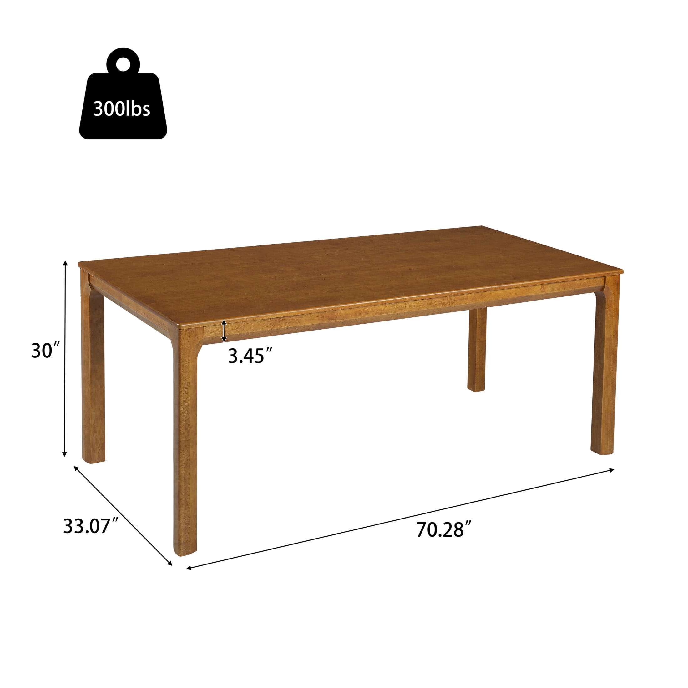 Christopher Knight Home 70" Minimalist Modern Rubberwood Rectangular Dining Table for 6-8, Walnut