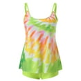 Women Color Print Tankini Swimsuits with Boyshorts V Neck Swim Tank